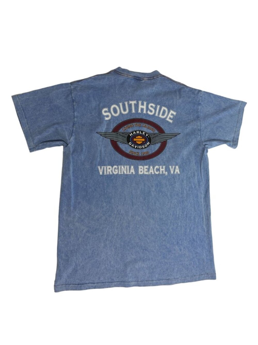 Vintage HARLEY DAVIDSON T Shirt Blue Southside Virginia Beach Button 1996 XL - Picture 4 of 6